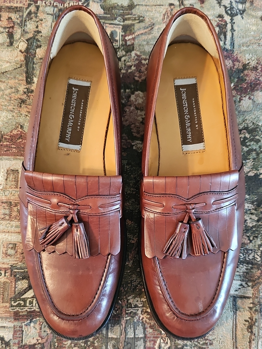 Johnston & Murphy Chestnut Brown Leather Tassel Loafers